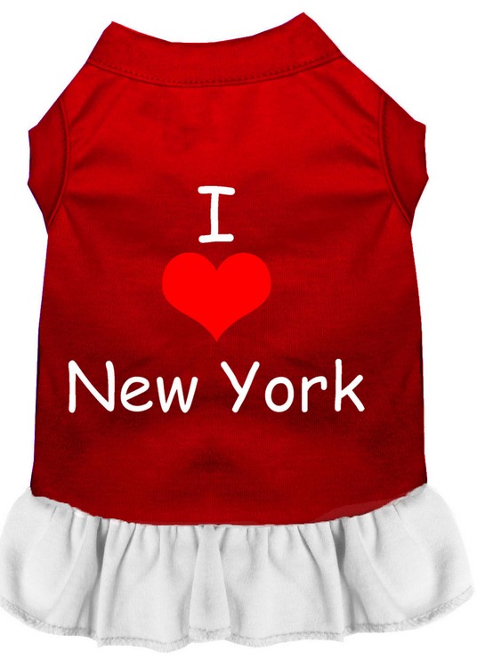 I Heart New York Screen Print Dress Red with White Med